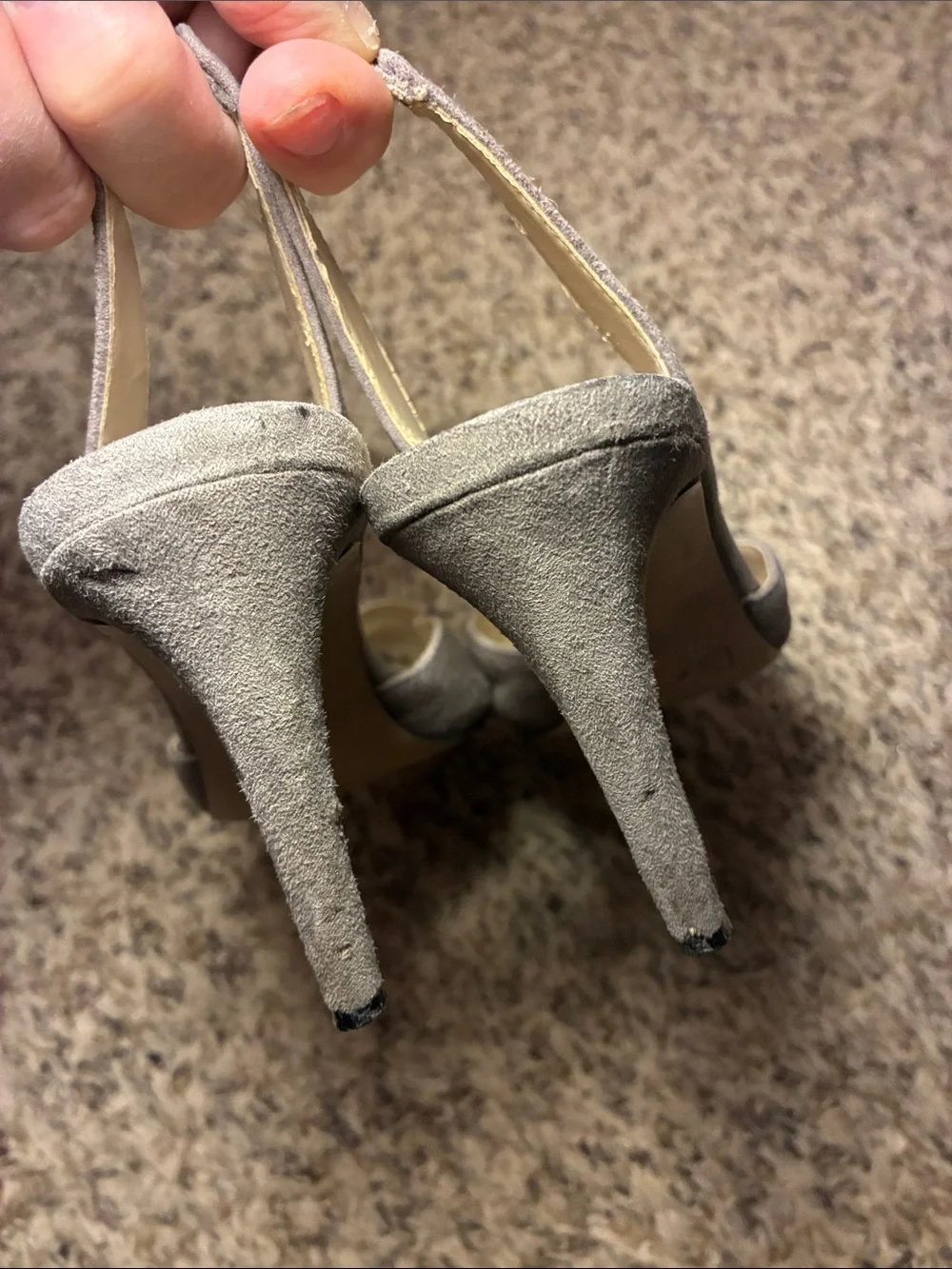 Mango Taupe Suede‎ Pointed Slingback Heels